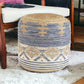 18" Blue Cylinder Geometric Pouf Ottoman