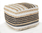 18" Tan Geometric Pouf Ottoman