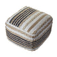 18" Tan Geometric Pouf Ottoman