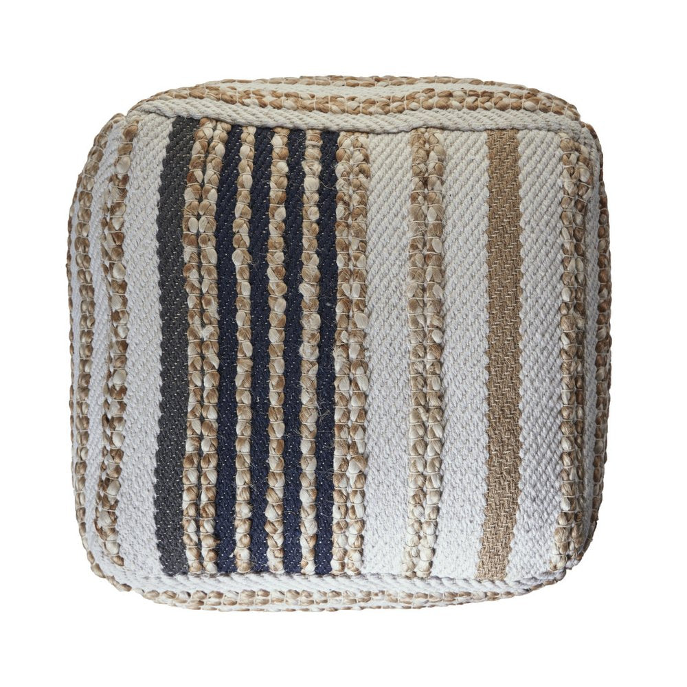 18" Tan Geometric Pouf Ottoman