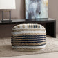 18" Tan Geometric Pouf Ottoman