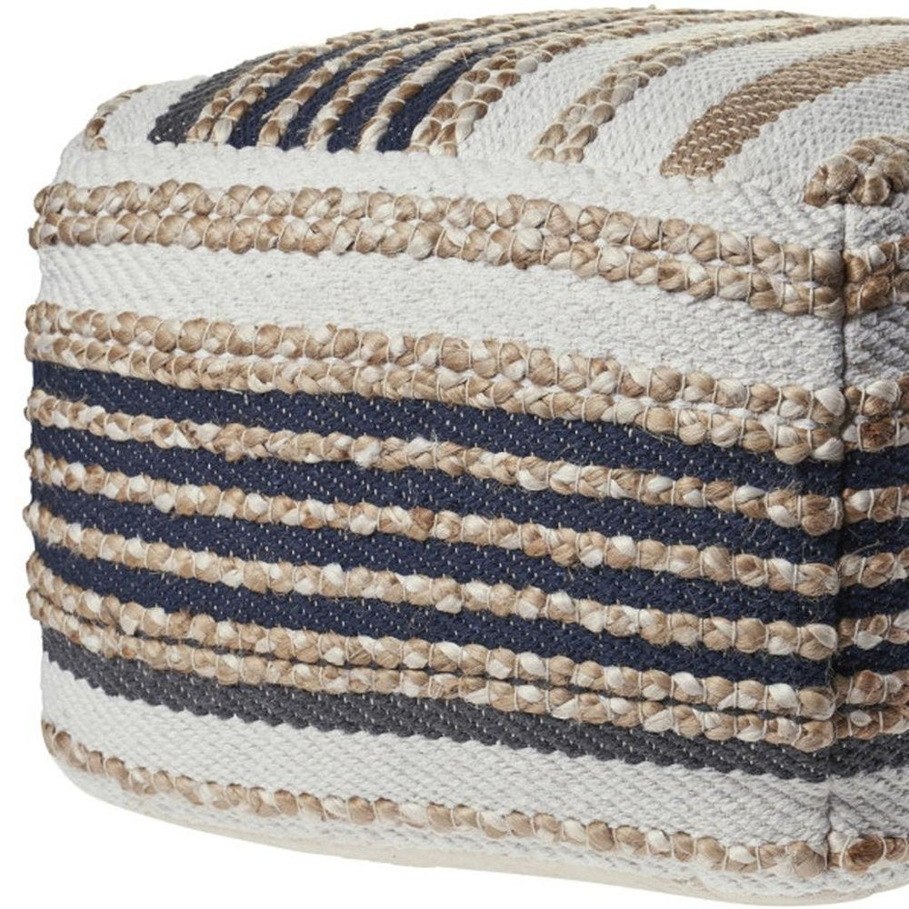 18" Tan Geometric Pouf Ottoman