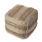 18" Tan Striped Pouf Ottoman