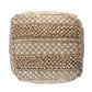 18" Tan Striped Pouf Ottoman