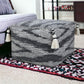 18" Gray Cotton Striped Pouf Ottoman