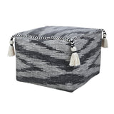 18" Gray Cotton Striped Pouf Ottoman