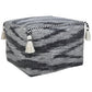 18" Gray Cotton Striped Pouf Ottoman
