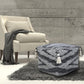 18" Gray Cotton Striped Pouf Ottoman