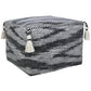 18" Gray Cotton Striped Pouf Ottoman