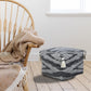 18" Gray Cotton Striped Pouf Ottoman