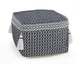 18" Blue Cotton Geometric Pouf Ottoman