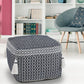 18" Blue Cotton Geometric Pouf Ottoman