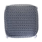 18" Blue Cotton Geometric Pouf Ottoman