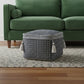 18" Blue Cotton Geometric Pouf Ottoman