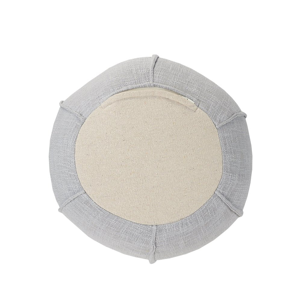 18" Gray Cotton Round Patchwork Pouf Ottoman