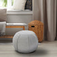 18" Gray Cotton Round Patchwork Pouf Ottoman