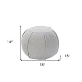 18" Gray Cotton Patchwork Round Pouf Ottoman