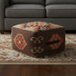 18" Brown Tribal Pouf Ottoman