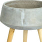 Gray Cement And Wood 81 Ounce Round Distressed Pot Planter With Stand