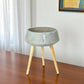 Gray Cement And Wood 81 Ounce Round Distressed Pot Planter With Stand