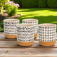 Set of Four Cream Dolomite 3 Ounce Round Pot Planters