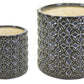 Set of Two Brown And Gray Clay 7 Ounce Geometric Round Pot Planters