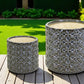 Set of Two Brown And Gray Clay 7 Ounce Geometric Round Pot Planters