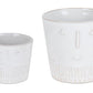 Set of Two White Porcelain 4 Ounce Abstract Face Pot Planters