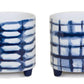 Set of Two Cobalt And White Ceramic 2 Ounce Round Footed Pot Planters