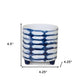 Set of Two Cobalt And White Ceramic 2 Ounce Round Footed Pot Planters