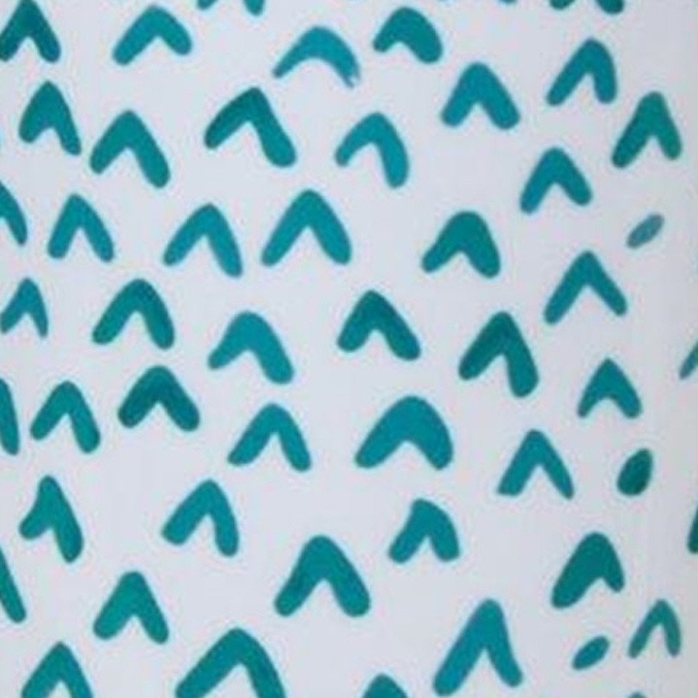 Set of Two Aqua Teal And White Ceramic 2 Ounce Chevron Round Distressed Pot Planters