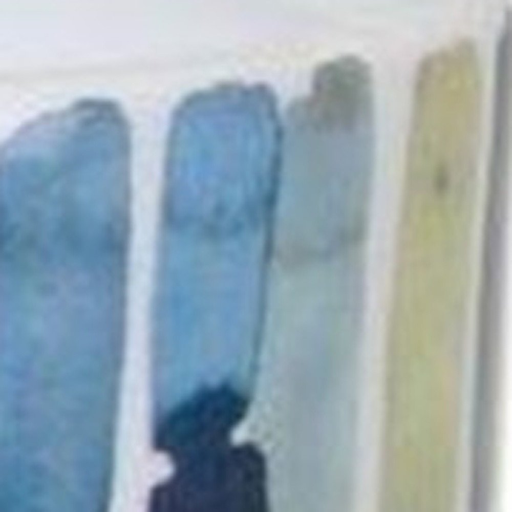 Set of Two Blue Terra Cotta And White Ceramic 2 Ounce Round Raised Pot Planters