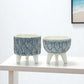 Set of Two Blue And White Polyresin Geometric Pot Planters