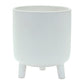 White Ceramic 7 Ounce Striped Footed Pot Planter