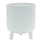 White Ceramic 7 Ounce Striped Footed Pot Planter