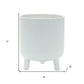 White Ceramic 7 Ounce Striped Footed Pot Planter