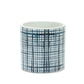 Set of Two White And Blue Ceramic Lattice 2 Ounce Round Pot Planters
