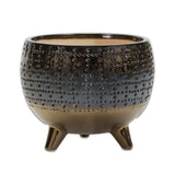 Antiqued Bronze And Pewter Clay 7 Ounce Geometric Pot Planter