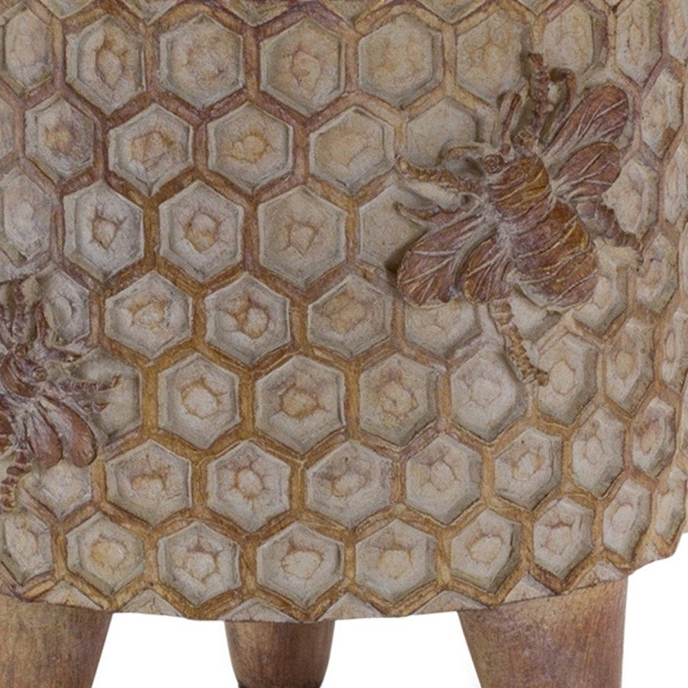 Set of Two Brown Polyresin 3 Ounce Bumble Bee Pot Planters