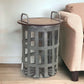Set of Two 16" Grey And Brown Round End Tables