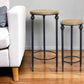 Set of Two 27" Black And Brown Round End Tables