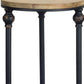 Set of Two 27" Black And Brown Round End Tables