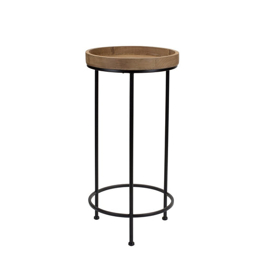 Set of Three 29" Black And Brown Round End Tables