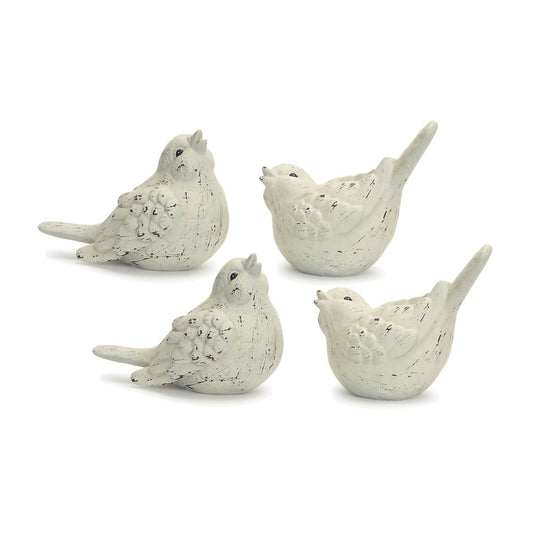 Set of Four Ivory Ceramic Bird Figurines