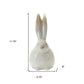 Set of Two White And Brown Terracotta Bunny Rabbit Figurines