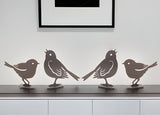 Set Of Four 6" Brown Metal Bird Bird Figurine