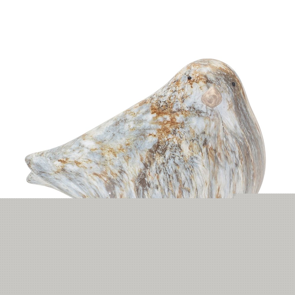Set of Two Brown Blue And Ivory Faux Marble Bird Figurines