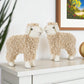 Set of Two Beige And White Plush Sheep Tabletop Sculptures