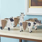 Set of Four Black And White Polyresin Farm Animal Figurines With Vases