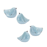 Set of Four Blue Terracotta Bird Figurines